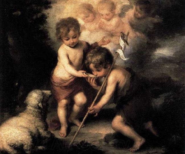 MURILLO, Bartolome Esteban Infant Christ Offering a Drink of Water to St John Spain oil painting art